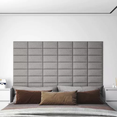 vidaXL Fali Fejtámla 12 pcs Világosszürke 30 x 15 cm szövet