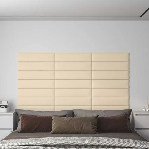 vidaXL Fali Fejtámla 12 pcs Krém 60 x 15 cm szövet