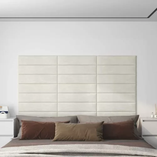 vidaXL Fali Fejtámla 12 pcs Krém 60 x 15 cm Bársony