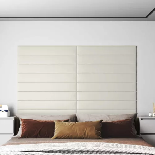 vidaXL Fali Fejtámla 12 pcs Krém 90 x 15 cm Bársony