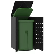   vidaXL fekete acél kerekes tároló 1 szemeteskukához 69 x 79 x 117 cm