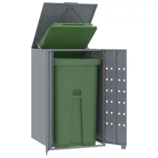   vidaXL szürke acél kerekes tároló 1 szemeteskukához 69 x 79 x 117 cm