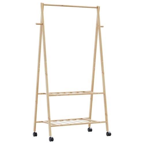 vidaXL bambusz ruhaállvány polcokkal és kerekekkel 96x45,5x155,5 cm