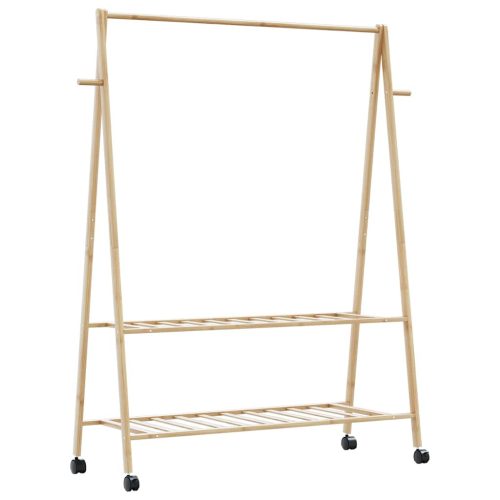 vidaXL bambusz ruhaállvány polcokkal és kerekekkel 132x45,5x155,5 cm