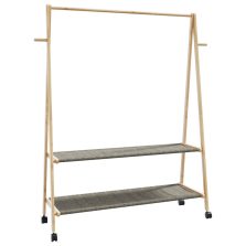   vidaXL bambusz ruhaállvány polcokkal és kerekekkel 132x45,5x155,5 cm
