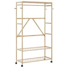   vidaXL bambusz ruhaállvány polcokkal és kerekekkel 110x40x180 cm