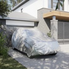   vidaXL ezüstszínű PEVA teljes autóhuzat SUV-hoz csatos hevederekkel L