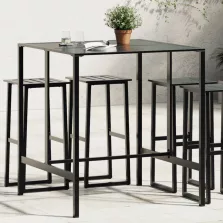 vidaXL fekete porszórt acél bárasztal 100 x 100 x 110 cm