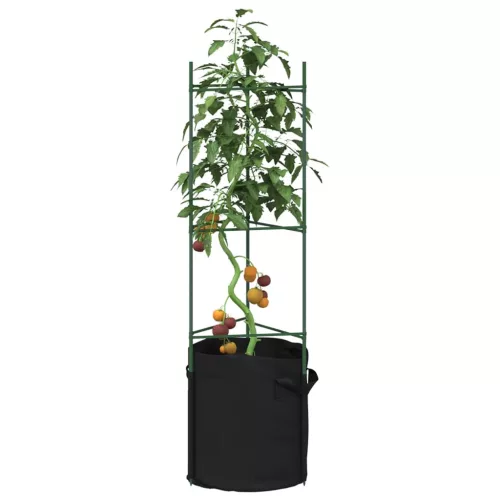 vidaXL 2 db acél és PP paradicsom ketrec növényzsákkal 116 cm