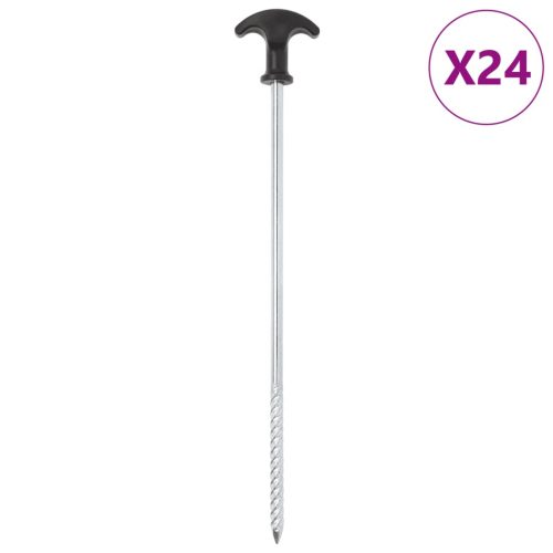 vidaXL 24 db horganyzott acél sátorcövek 30 cm Ø7 mm