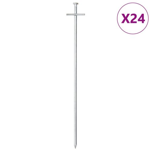 vidaXL 24 db horganyzott acél sátorcövek 29,5 cm Ø6 mm