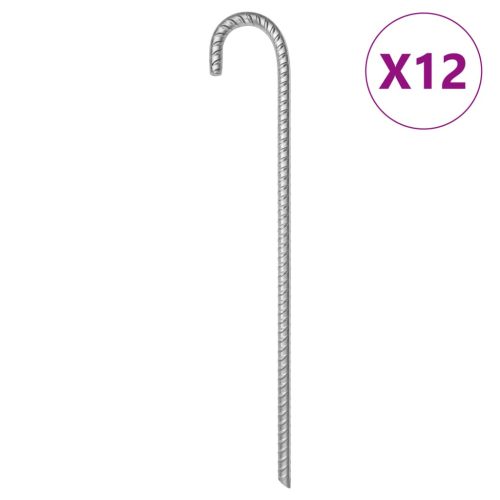 vidaXL 12 db horganyzott acél sátorszeg 41,5 cm Ø12 mm