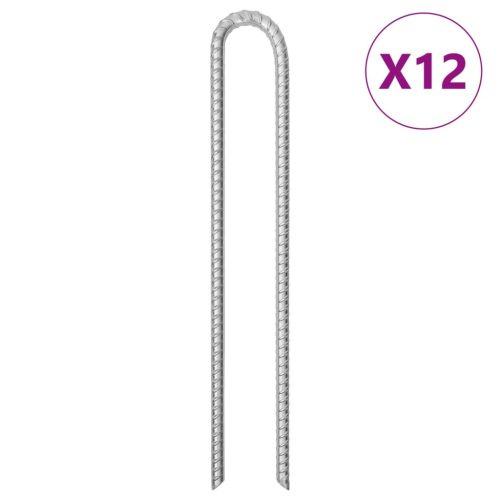 vidaXL 12 db U-alakú horganyzott acél sátorcövek 41,5 cm Ø12 mm