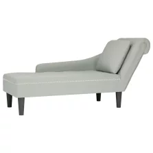   vidaXL világosszürke bársony dívány párnával és jobb kartámasszal