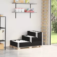   vidaXL 3 szintes fekete tömör fenyőfa magaságyás 120 x 80 cm