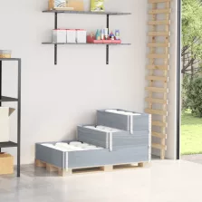   vidaXL 3 szintes szürke tömör fenyőfa magaságyás 120 x 80 cm
