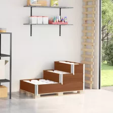   vidaXL 3 szintes barna tömör fenyőfa magaságyás 120 x 80 cm