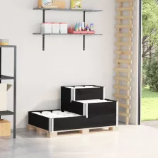   vidaXL 3 szintes fekete tömör fenyőfa magaságyás 120 x 80 cm