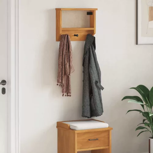 vidaXL SANDNES tömör fenyőfa falra szerelt kabátállvány 45x12x35 cm