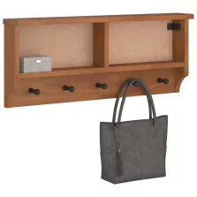   vidaXL SANDNES tömör fenyőfa falra szerelt kabátállvány 87x12x35 cm