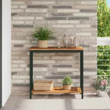   vidaXL Kültéri Asztal tárolóval Természetes és fekete 80 x 35 x 75 cm