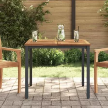   vidaXL Kültéri asztalok Természetes és fekete 90 x 90 x 75 cm