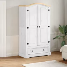   vidaXL fehér Corona tömör fenyőfa ruhásszekrény 102 x 52 x 186 cm