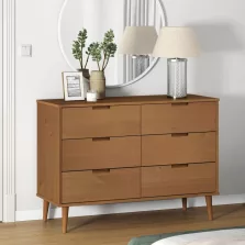   vidaXL MOLDE barna tömör fenyőfa fiókos szekrény 113 x 40 x 80 cm