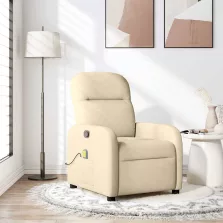 vidaXL krémszínű szövet dönthető masszázsfotel