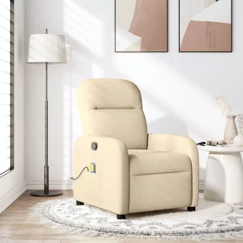 vidaXL krémszínű szövet dönthető masszázsfotel