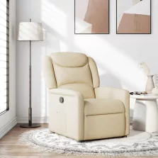 vidaXL krémszínű szövet dönthető fotel