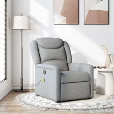 vidaXL világosszürke szövet dönthető masszázsfotel