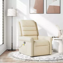 vidaXL krémszínű szövet dönthető masszázsfotel