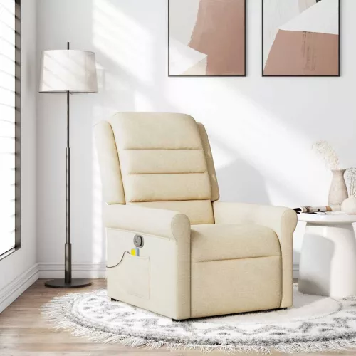 vidaXL krémszínű szövet dönthető masszázsfotel