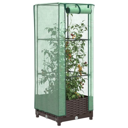 vidaXL rattan megjelenésű magaságyás melegháztakaróval 40x40x123 cm