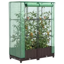   vidaXL rattan megjelenésű magaságyás melegháztakaróval 80x40x123 cm