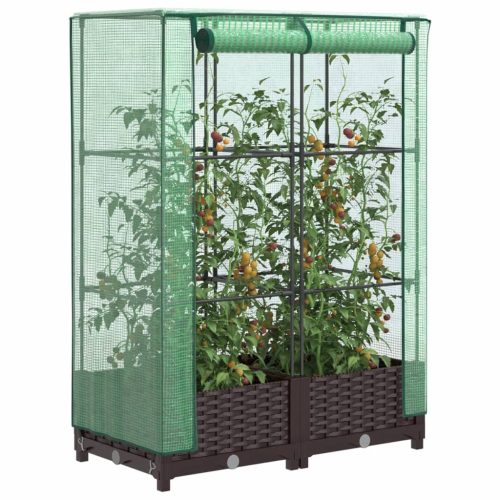 vidaXL rattan megjelenésű magaságyás melegháztakaróval 80x40x123 cm