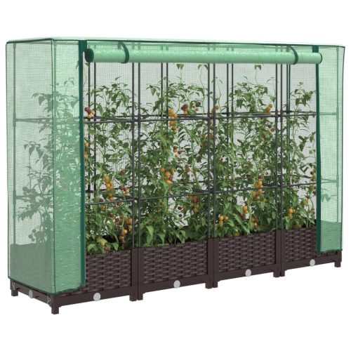 vidaXL rattan megjelenésű magaságyás melegháztakaróval 160x40x123 cm