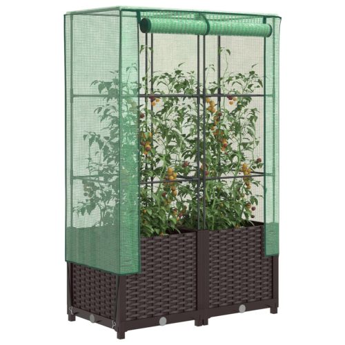 vidaXL rattan megjelenésű magaságyás melegháztakaróval 80x40x138 cm