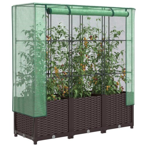 vidaXL rattan megjelenésű magaságyás melegháztakaróval 120x40x138 cm