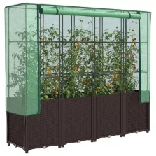   vidaXL rattan megjelenésű magaságyás melegháztakaróval 160x40x153 cm