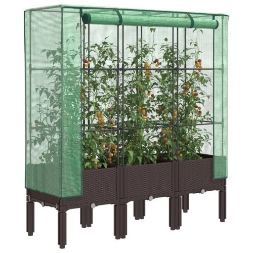 vidaXL rattan megjelenésű magaságyás melegháztakaróval 120x40x140 cm