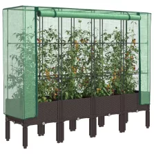   vidaXL rattan megjelenésű magaságyás melegháztakaróval 160x40x140 cm