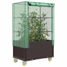   vidaXL rattan megjelenésű magaságyás borítással/kerékkel 80x50x182 cm