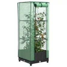   vidaXL rattan megjelenésű magaságyás melegháztakaróval 40x40x123 cm