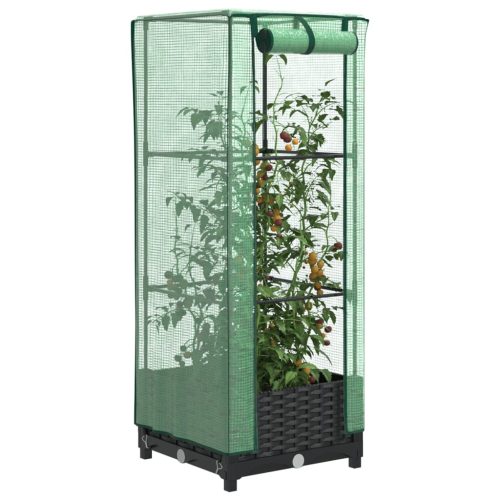 vidaXL rattan megjelenésű magaságyás melegháztakaróval 40x40x123 cm