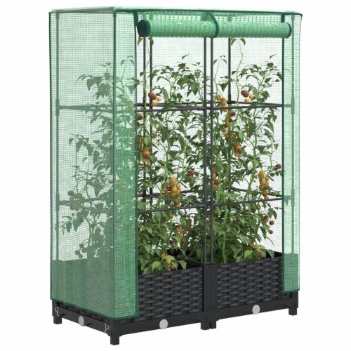 vidaXL rattan megjelenésű magaságyás melegháztakaróval 80x40x123 cm