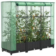   vidaXL rattan hatású magaságyás üvegháztakaróval 120 x 40 x 123 cm