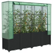   vidaXL rattan megjelenésű magaságyás melegháztakaróval 160x40x153 cm