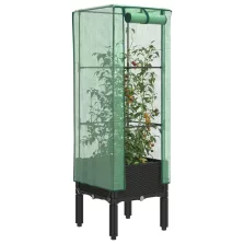  vidaXL rattan megjelenésű magaságyás melegháztakaróval 40x40x140 cm